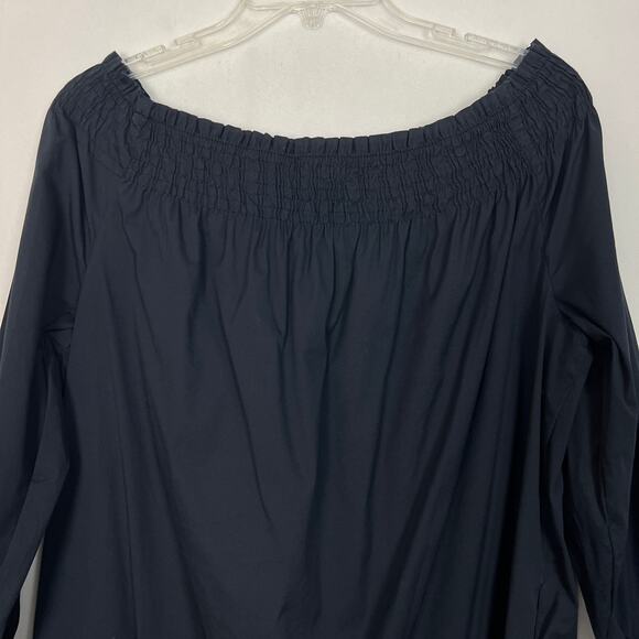 ZARA Off-Shoulder Boho Blue Shift Crochet Hem Dress Size S - Picture 7 of 11